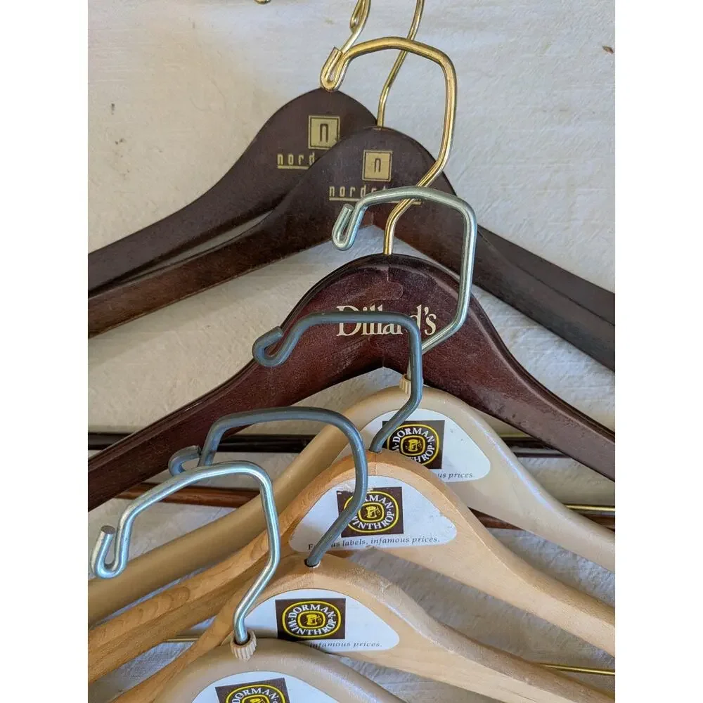 Vtg 9 Wooden Hangers Lot Brooks Brothers Nordstrom Dillards Haberdashery Suit